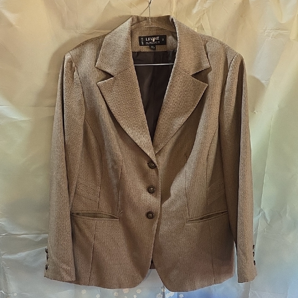 Larry Levine Elegant Brown Blazer 10J